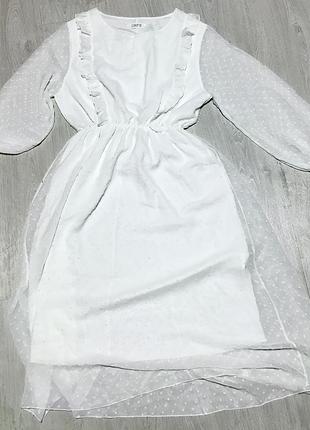 Ніжна та легка біла літня сукня, довжина міді, розмір M