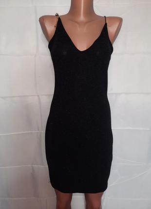 Черное, блестящее платье, размер 44