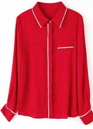 Рубашка красная женская в пижамном стиле