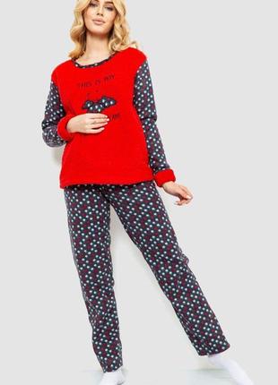Пижама женская махра, цвет красный, 214r0247