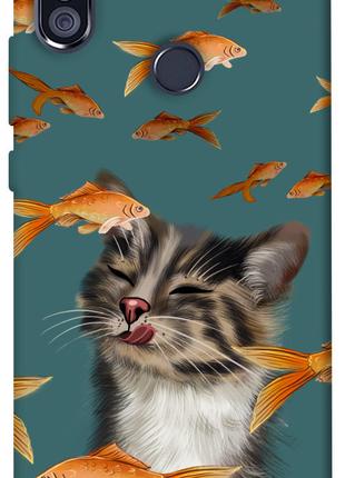 Чехол itsPrint Cat with fish для Xiaomi Redmi Note 5 Pro / Not...