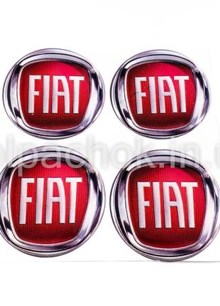 Наклейки для колпачков на диски Fiat красный лого (45мм)