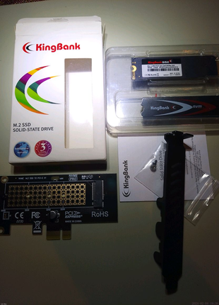 SSD M2 NVME 120gb Gen.3×4 KingBank 2280+адаптер Pro PciExpress