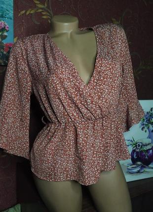 Коричневая блуза с цветочным принтом от shein