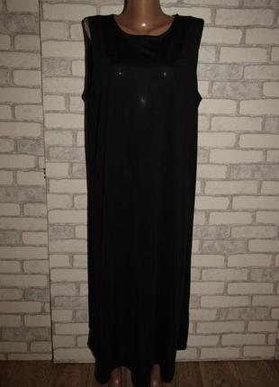 Черное длинное тонкое платье 14-16