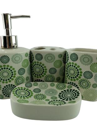 Набор для ванной керамический "Зеленые круги"
