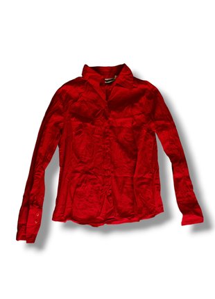 Красная рубашка яркая с воротником длинный рукав