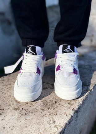 Женские кроссовки nike air jordan 4 retro white purple