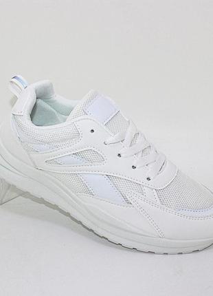 Белые комбинированные с сеткой кроссовки на весну-лето