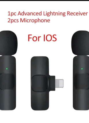 Микрофон беспроводной К9, петличный для iPhone, iOS, 2шт+приемник