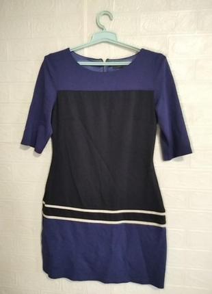Сукня коротка чорно синього кольору з коротким рукавом приталена