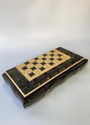 Шахматы 3в1 деревянные ручной работы, 54*26 см, 194008