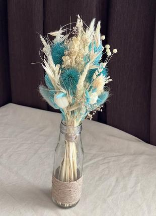 Букетик из сухоцветов букет декор голубая бирюза подарок