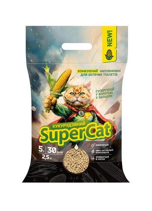 Кукурузный наполнитель SuperCat комкующий для кошачьих туалето...