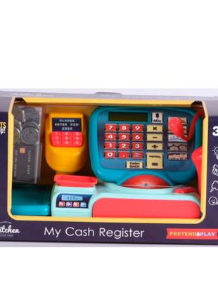 Кассовый аппарат игрушечный калькулятор, сканер, микрофон, вес...