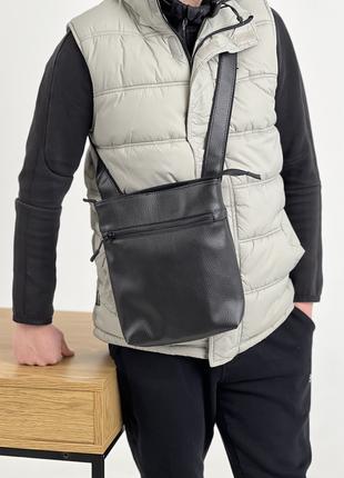 Мужская сумка через плечо, черная барсетка мессенджер Vidro