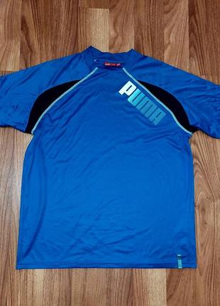 Мужская синяя спортивная футболка puma с большим лого