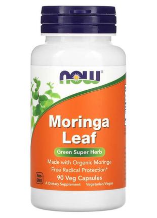 Листья Моринги 400 мг Now Foods Moringa Leaf 90 растительных к...
