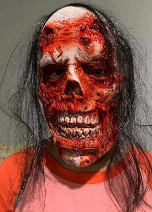 Латексная маска демон-скелет кровавый ABC
