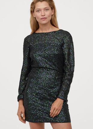 H&m зелене платье чорное с пайетками зеленое черное с длинным ...