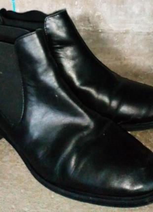 Фірмові жіночі черевики шкіряні ботіки  класика челсі чорні же...