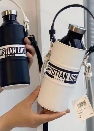 Бутылка термос christian dior с чехлом-сумкой