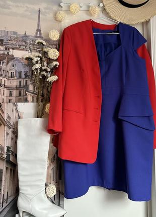 Комплект р 50 платье синее и красный пиджак