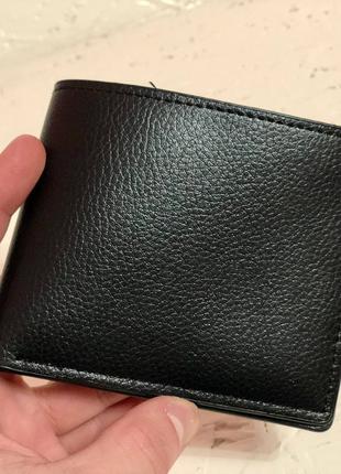 Гаманець чоловічий, чорний, шкіряний гаманець з текстурою