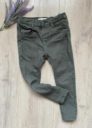 Джинсы тонкие zara 2,3 года штаны 👖 зеленые детская одежда