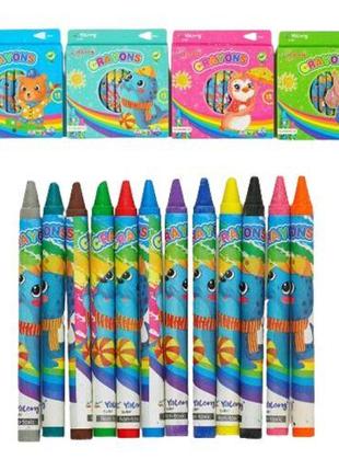 Воскові олівці 12 кольорів, в коробці [tsi233550-ТSІ]