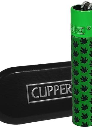 Металлическая Зажигалка Clipper "Mini Leaves Green"