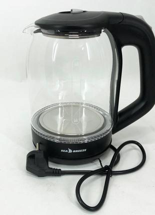 Чайник электрический SeaBreeze SB-014, чайник прозрачный с под...