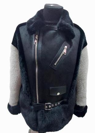 Супер модная куртка -шуба-дубленка 48-50 размер комбинированная