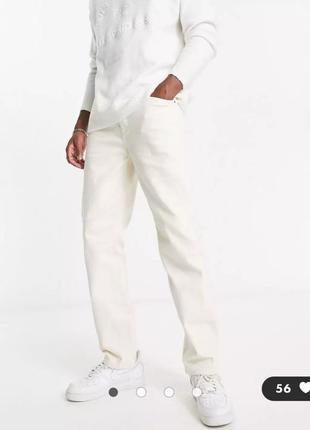 Эластичные молочно-бежевые джинсы стрейч w40 размер на болтах