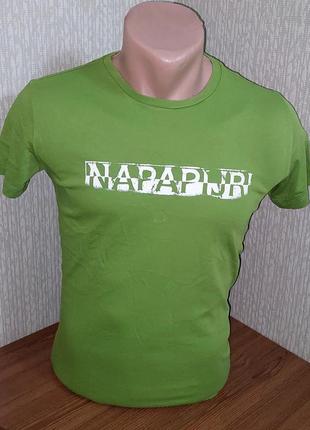 Стильная салатовая футболка napapijri made in turkey 14/162, м...