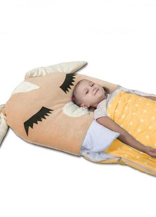 Детский спальный мешок-трансформер зайчик бежевый s - 120 х 60...