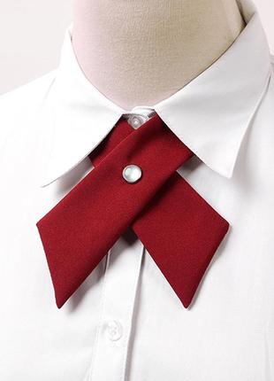Краватка хрест в стилі аніме 9246 бордовий метелик з перлиною ...