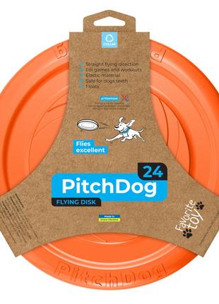 Игровая тарелка для апортировки PitchDog, диаметр 24 см оранже...