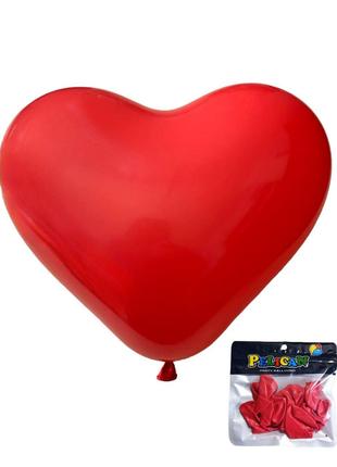 Шарики 10' (26см) Красное Сердце, 5шт/уп 1005-500