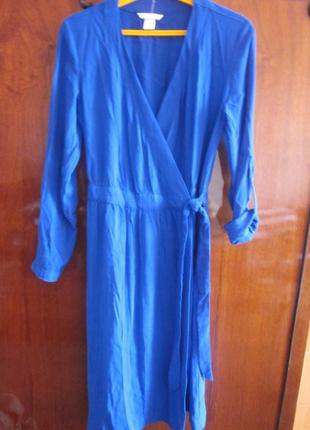 Платье на запах h&amp;m размер xs-s 2 в 1 цвет синее состояние...