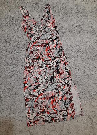 Длинный вискозный сарафан с разрезом, длинное летнее платье в пол