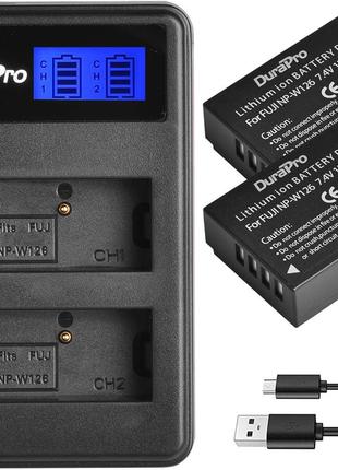 Зарядное устройство DuraPro для Fujifilm NP-W126 + 2 аккумулят...