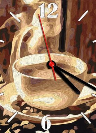 Годинник-картина за номерами "Ароманна кава", 30х30 см
