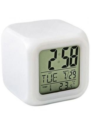 Часы хамелеон с термометром будильник ночник
