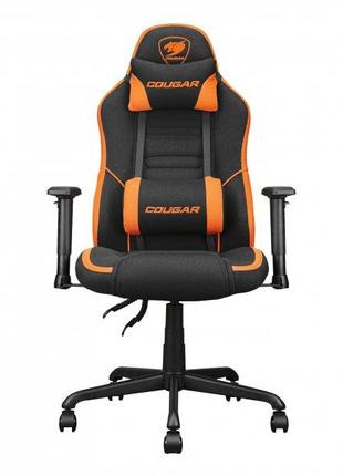 Кресло игровое Fusion SF, черное с оранжевыми вставками.