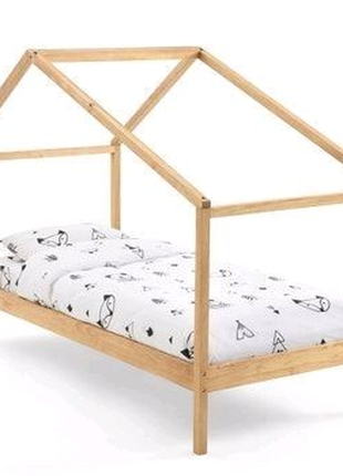 Ліжко у вигляді будинку з цільного дерева