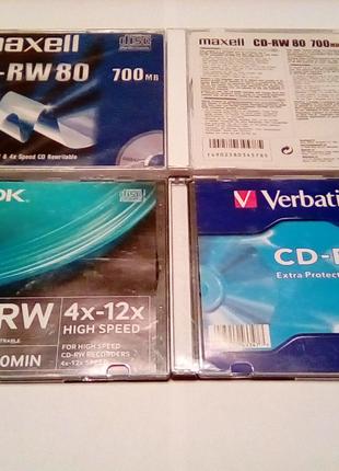 Компакт диски Maxell CD-RW, TDK CD-RW, Verbatim CD-R