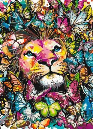 Картина за номерами "Лев у метеликах" 40х50 см [tsi233783-ТSІ]