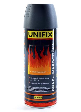 Эмаль жаропрочная черный мат. 400мл UNIFIX 9510701