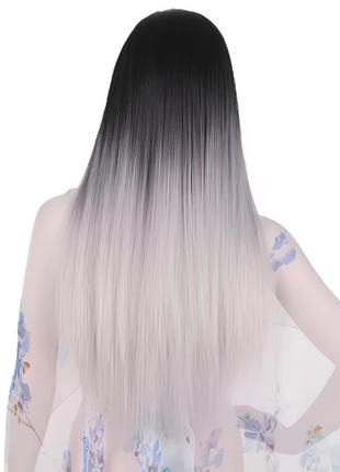 Длинный серый парик RESTEQ 60 см, прямые волосы, парики из выс...